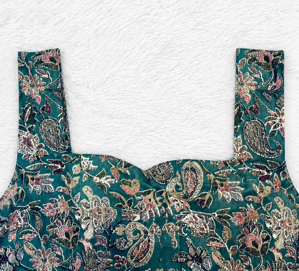 Floral Print Sleeveless Peplum Kurti