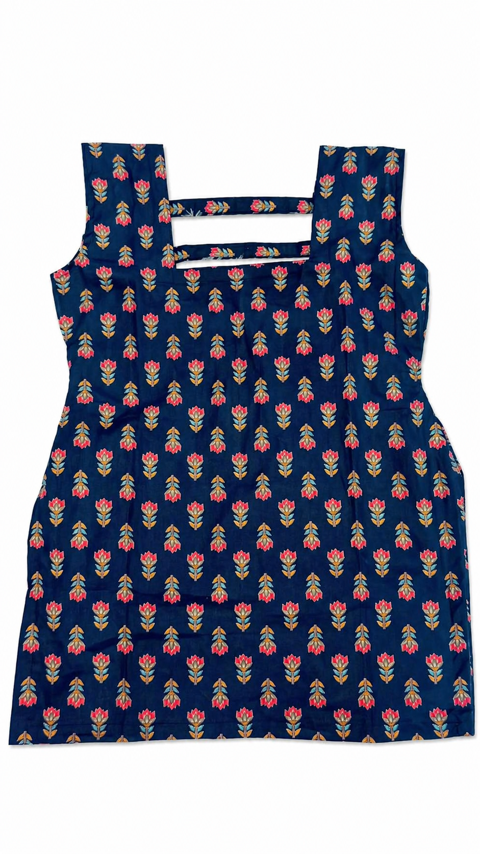 Floral Print Sleeveless Short Kurti