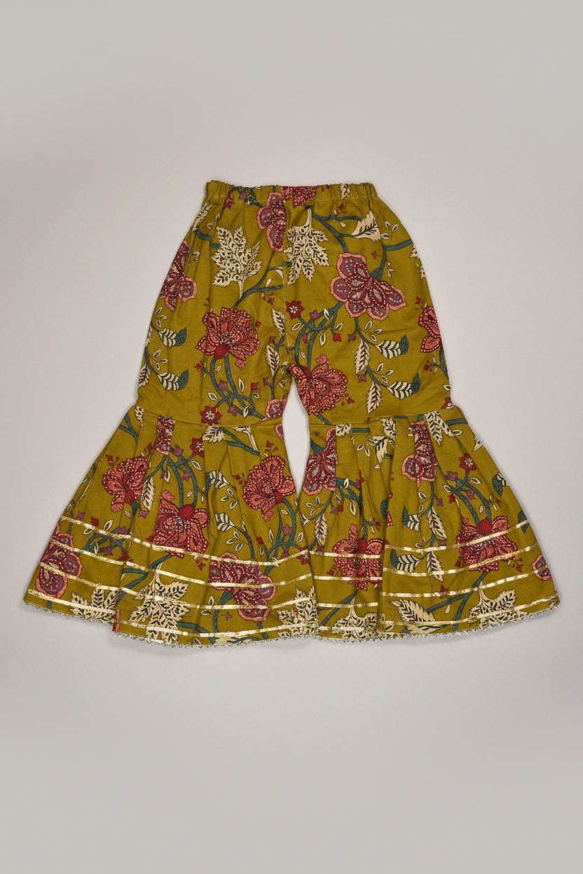 Floral patterned skirt on a textured white background
