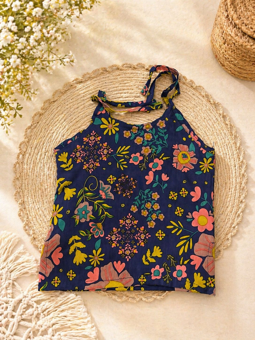 Floral Print Sleeveless Girls Dress