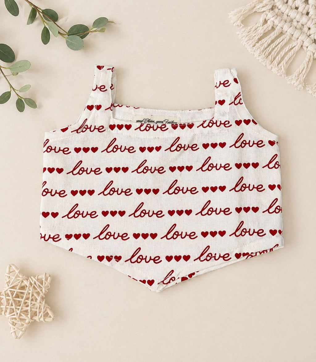 Love Print Girls Top & Skirt Set