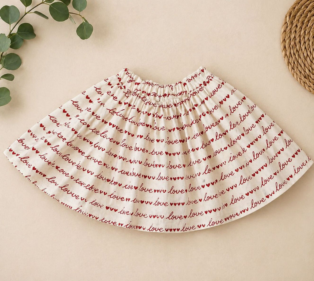 Love Print Girls Top & Skirt Set