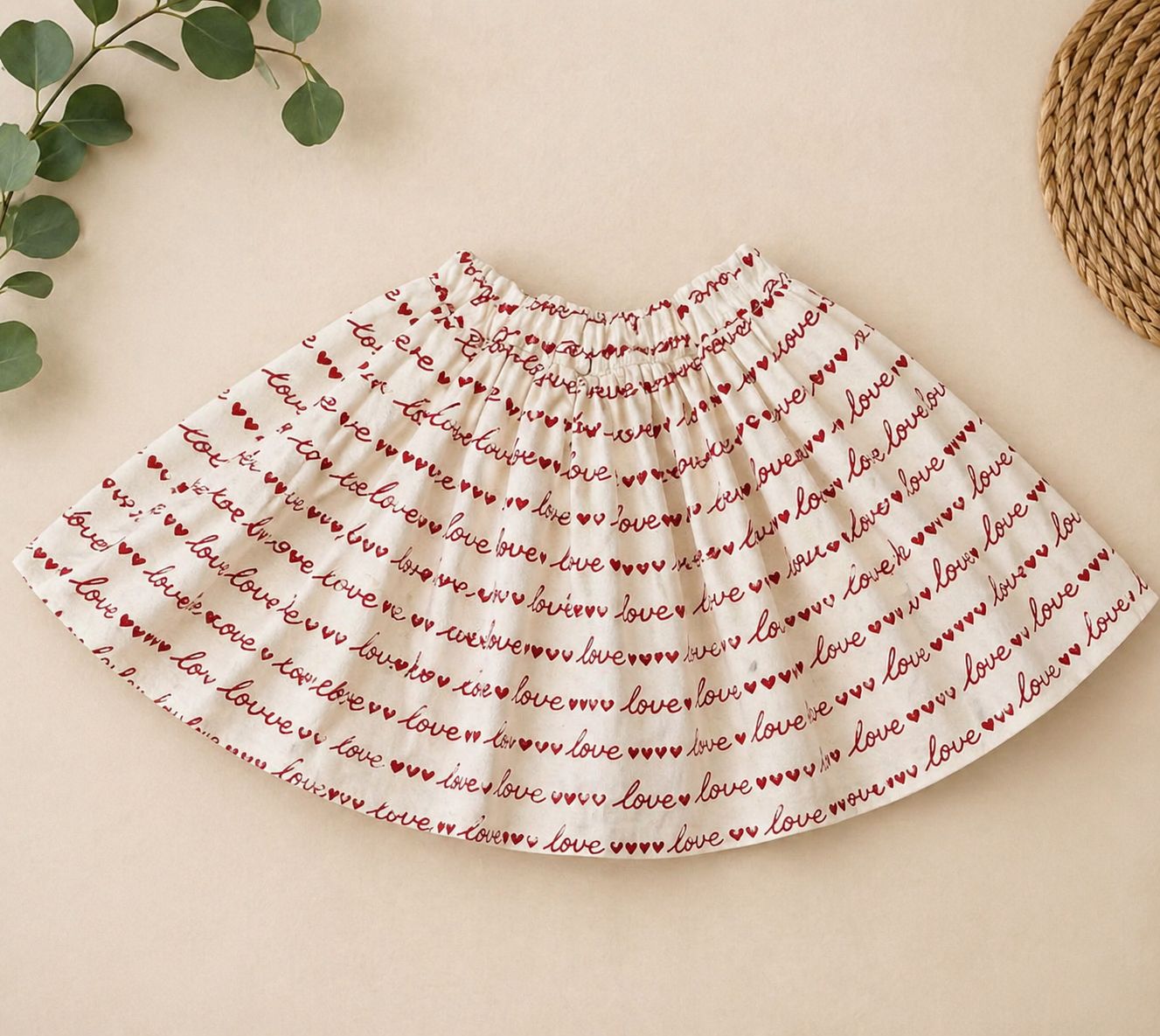 Love Print Girls Top & Skirt Set