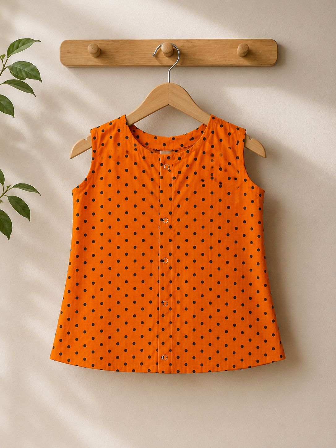 Orange Polka Dot Sleeveless Girls Co-Ord Set
