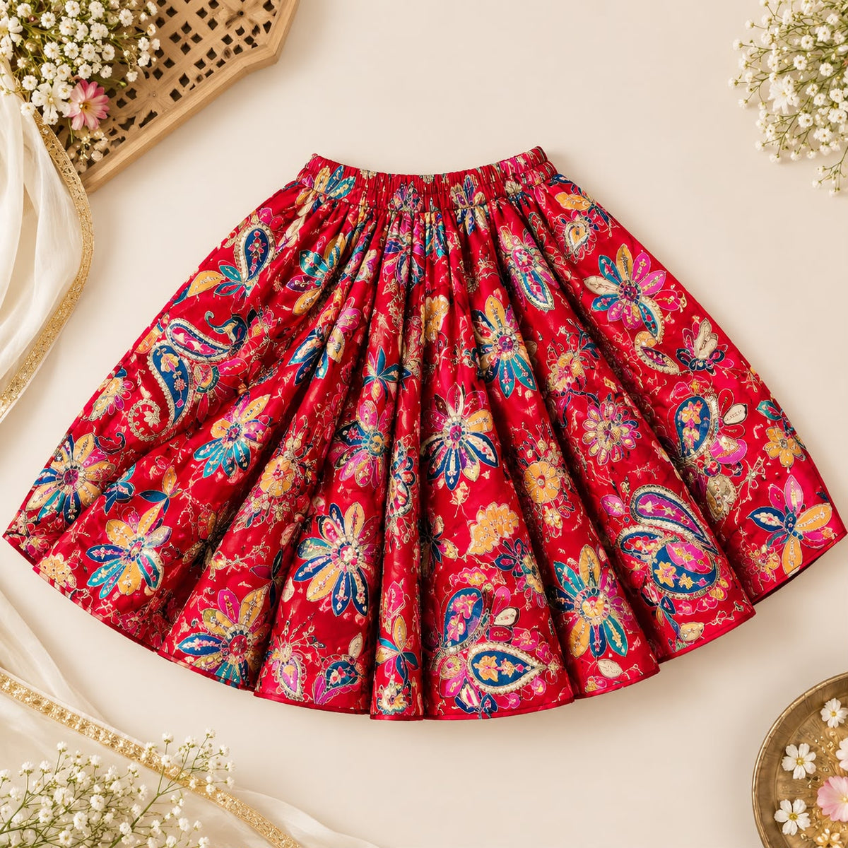 Little Trends Floral Printed Girls Lehenga Choli Set