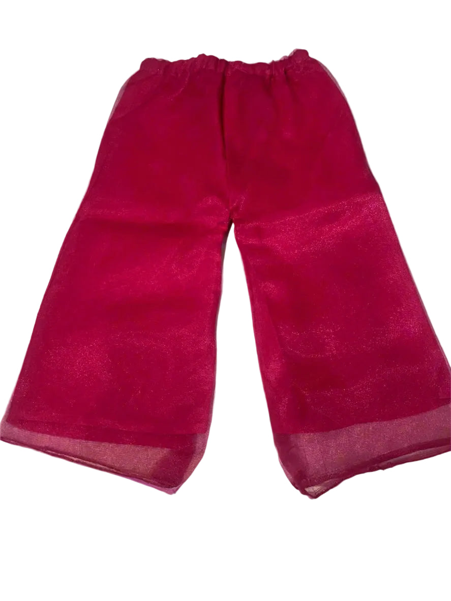 Red pants on a light gray background