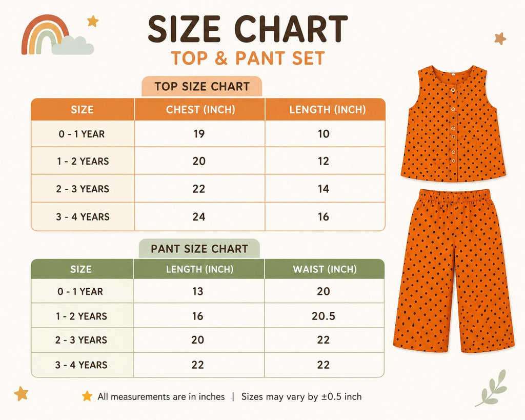 Orange Polka Dot Sleeveless Girls Co-Ord Set